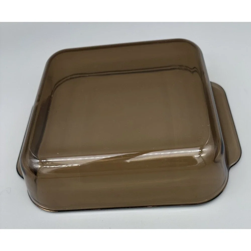 Pyrex 222-R Brown 2QT 2L Clear Glass Square Baking Dish Oven and Microwave Safe